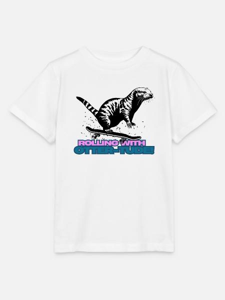 Rolling with otter-tude Skateboard Otter - Stanley/Stella Kinder T-Shirt MINI CREATOR - Weiß