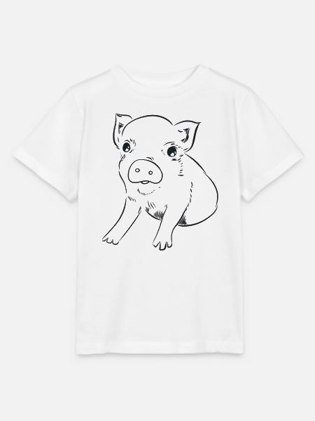 Ferkel, Grafik schwarz-weiss - Stanley/Stella Kinder T-Shirt MINI CREATOR - Weiß