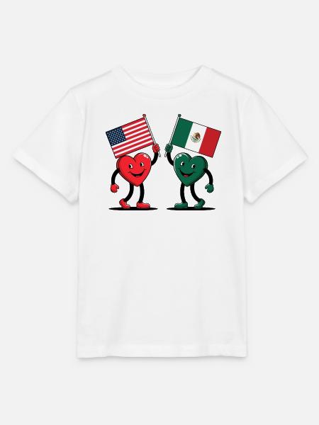 Amerika und Mexiko Herzen - Stanley/Stella Kinder T-Shirt MINI CREATOR - Weiß