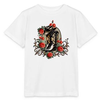 Cowboy Hearts : un poème de bottes et de fleurs. - T-shirt bio MINI CREATOR Stanley/Stella Enfant - blanc - Devant - Maike (125cm)