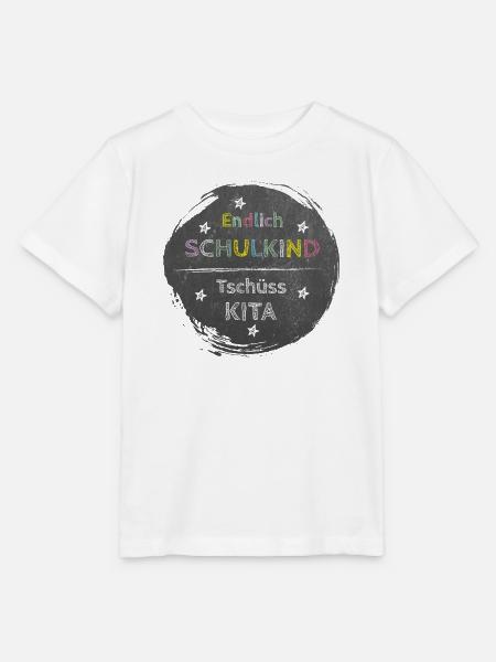 Endlich Schulkind - Tschüss Kita | Tafel Design - Stanley/Stella Kinder T-Shirt MINI CREATOR - Weiß