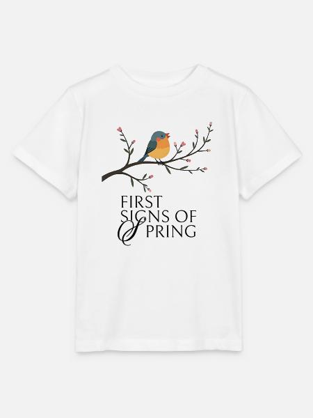 Vogel am Blütenzweig - Stanley/Stella Kinder T-Shirt MINI CREATOR - Weiß