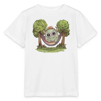 Niedliches Monster in Hängematte - Stanley/Stella Kinder T-Shirt MINI CREATOR  - Weiß - Vorne - Maike (125cm)