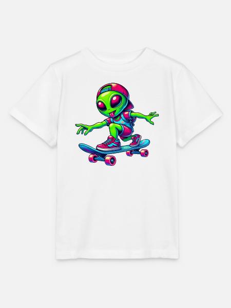 Skater Alien Design - Stanley/Stella Kinder T-Shirt MINI CREATOR  - Weiß