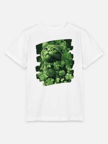 St Patricks day Katze - Stanley/Stella Kinder T-Shirt MINI CREATOR  - Weiß