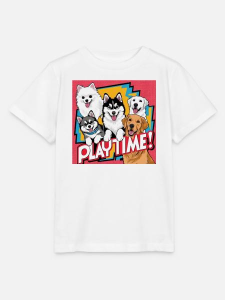 Playtime - Golden Retriever , Husky , Pomeranian - Stanley/Stella Kinder T-Shirt MINI CREATOR - Weiß