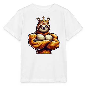 Muscular Sloth King Fitness Workout - Stanley/Stella MINI CREATOR Kids’ T-Shirt - white - Front - Maike (125cm)