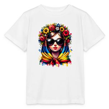 Ukraine Matroschka mit Sonnenbrille für Ukrainer - Stanley/Stella Kinder T-Shirt MINI CREATOR  - Weiß - Vorne - Maike (125cm)