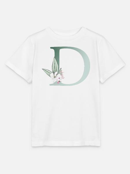 D Monogramm, Floral, personalisierbar - Stanley/Stella Kinder T-Shirt MINI CREATOR  - Weiß