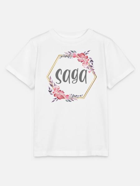 Saga Mädchen Name personalisiertes Geschenk - Stanley/Stella Kinder T-Shirt MINI CREATOR - Weiß
