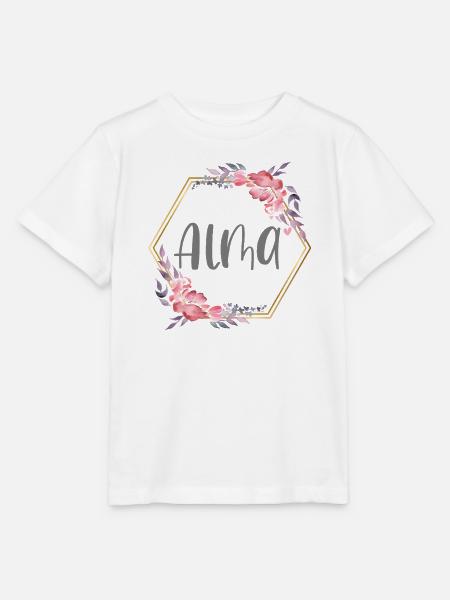 Alma Mädchen Name personalisiertes Geschenk - Stanley/Stella Kinder T-Shirt MINI CREATOR - Weiß