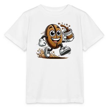 Coffee to Go – Happy Coffee Bean - Stanley/Stella MINI CREATOR Kids’ T-Shirt - white - Front - Maike (125cm)