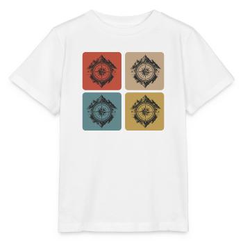Kompass & Berge Vintage Design - Stanley/Stella Kinder T-Shirt MINI CREATOR  - Weiß - Vorne - Maike (125cm)