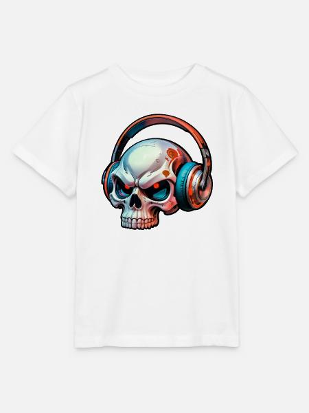 Schädel mit kopfhörer - Stanley/Stella Kinder T-Shirt MINI CREATOR - Weiß