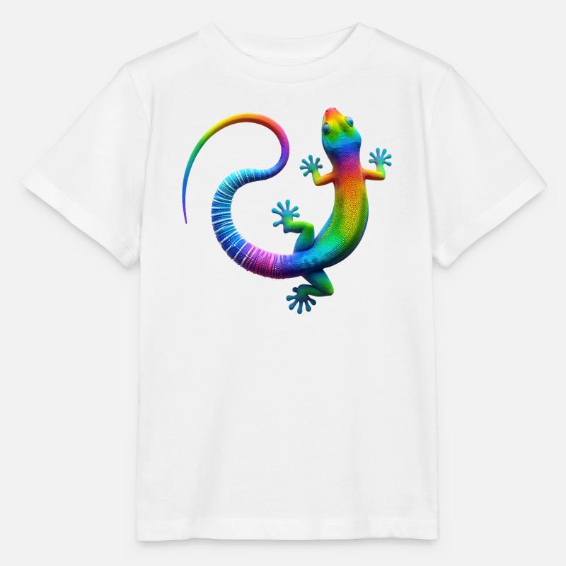 Regenbogen Gecko - Stanley/Stella Kinder T-Shirt MINI CREATOR  - Weiß