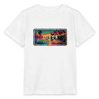 Coron – Tropical Retro Shield - Stanley/Stella MINI CREATOR Kids’ T-Shirt - white - Front - Maike (125cm)