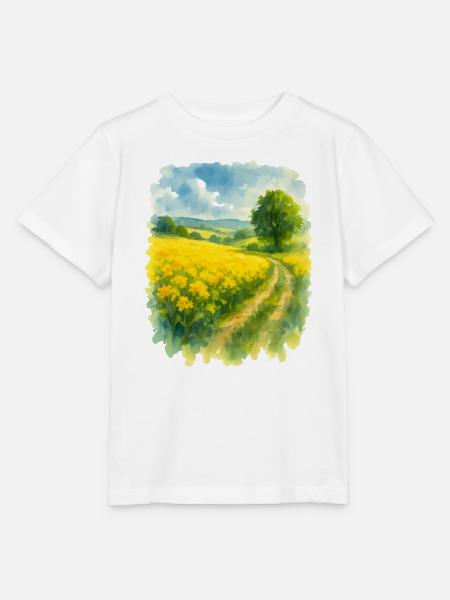 Frühlingshafte Landschaft mit Rapsfeld - Stanley/Stella Kinder T-Shirt MINI CREATOR  - Weiß