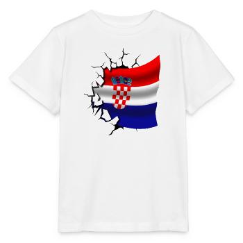 Bandera de Croacia - Croatie - Drapeau Broken Design - T-shirt bio MINI CREATOR Stanley/Stella Enfant - blanc - Devant - Maike (125cm)