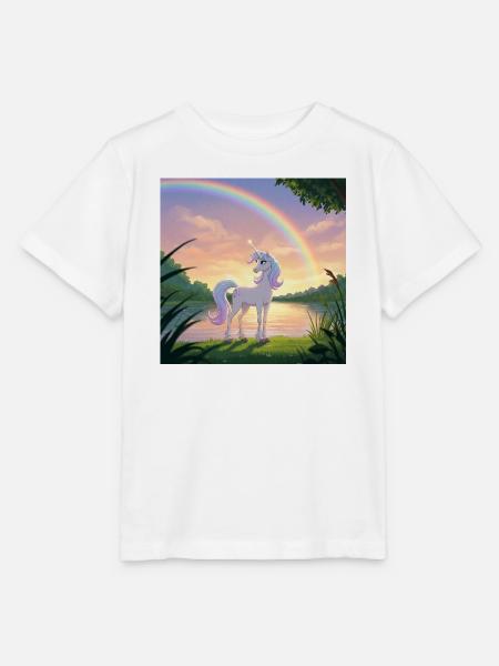 Einhorn unter dem Regenbogen - Stanley/Stella Kinder T-Shirt MINI CREATOR  - Weiß