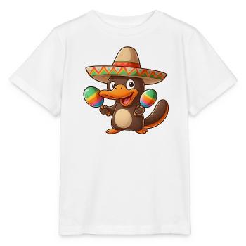 Funny beak duck with sombrero and maracas - Stanley/Stella MINI CREATOR Kids’ T-Shirt - white - Front - Maike (125cm)
