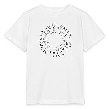 Begrüßung Hallo in verschiedenen Sprachen - Stanley/Stella Kinder T-Shirt MINI CREATOR  - Weiß - Vorne - Maike (125cm)
