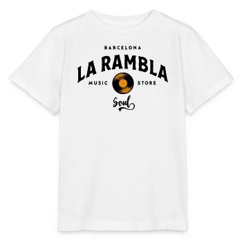 « La Rambla Soul » Magasin de musique vintage de Barcelone - T-shirt bio MINI CREATOR Stanley/Stella Enfant - blanc - Devant - Maike (125cm)