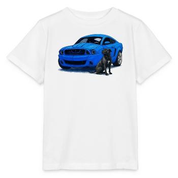 Blauer Musclecar Hundepartner - Stanley/Stella Kinder T-Shirt MINI CREATOR  - Weiß - Vorne - Maike (125cm)