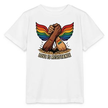 Unité dans la fierté poignée de main avec ailes arc-en-ciel - T-shirt bio MINI CREATOR Stanley/Stella Enfant - blanc - Devant - Maike (125cm)