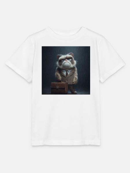 Bürokatze im Regen - Stanley/Stella Kinder T-Shirt MINI CREATOR - Weiß