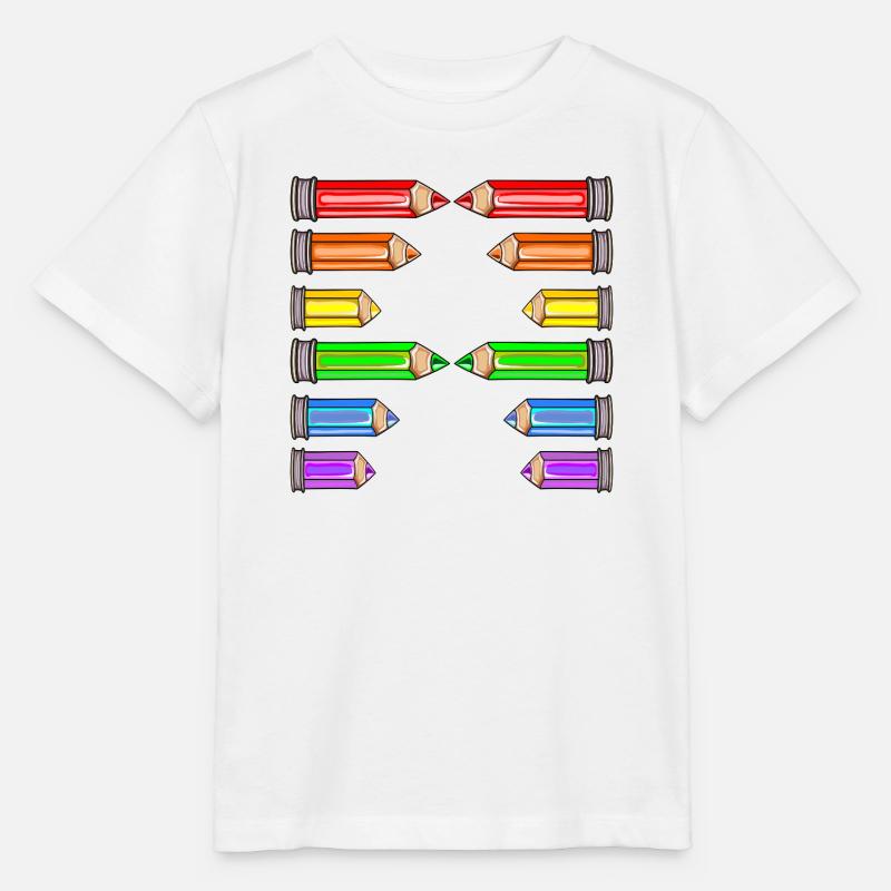 LETTRE UN NOM CRAYONS DE COULEUR D’ÉCOLE - T-shirt bio MINI CREATOR Stanley/Stella Enfant - blanc