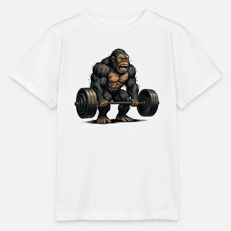 Ästischer Affe mit Hantel - Stanley/Stella Kinder T-Shirt MINI CREATOR  - Weiß