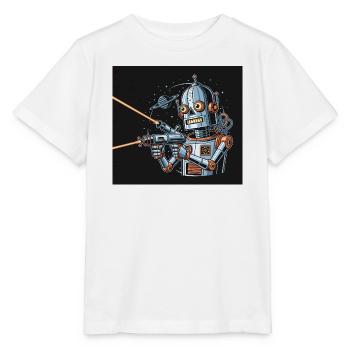 Retro Sci-Fi Roboter mit Laserwaffe - Stanley/Stella Kinder T-Shirt MINI CREATOR  - Weiß - Vorne - Maike (125cm)