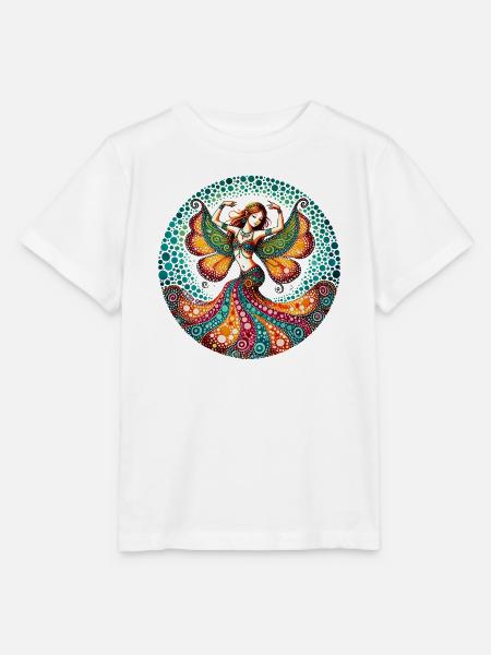 Lebhafte Schmetterlingsbauchtänzerin - Stanley/Stella Kinder T-Shirt MINI CREATOR - Weiß