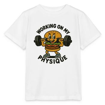 Motivierender Muskel-Burger für das Fitnessstudio - Stanley/Stella Kinder T-Shirt MINI CREATOR  - Weiß - Vorne - Maike (125cm)
