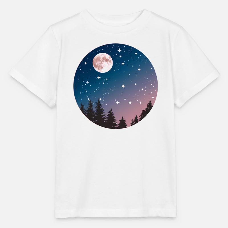 Mondschein Nachthimmel Baum Silhouette - Stanley/Stella Kinder T-Shirt MINI CREATOR  - Weiß