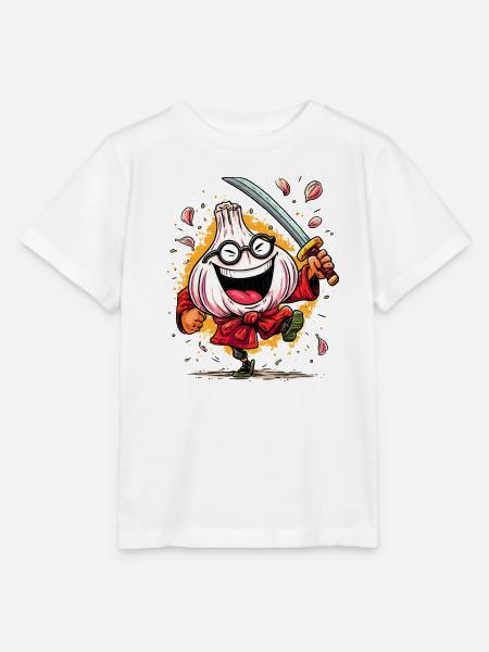 Furchtloser Knoblauch Samurai Heldencharakter - Stanley/Stella Kinder T-Shirt MINI CREATOR  - Weiß