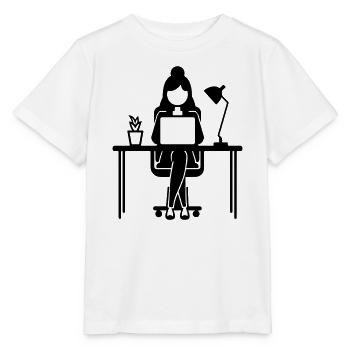 Travailleur Femme Ordinateur Job - T-shirt bio MINI CREATOR Stanley/Stella Enfant - blanc - Devant - Maike (125cm)