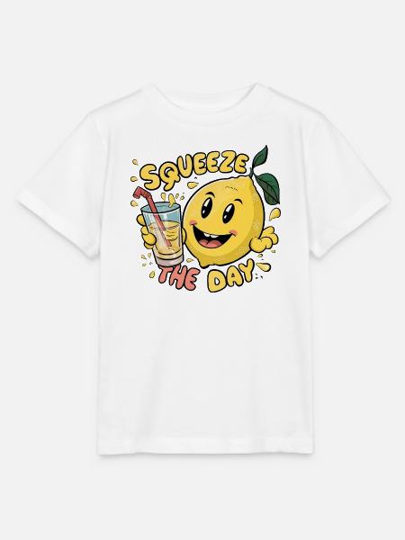 Squeeze The Day Zitrone Karikatur - Stanley/Stella Kinder T-Shirt MINI CREATOR - Weiß