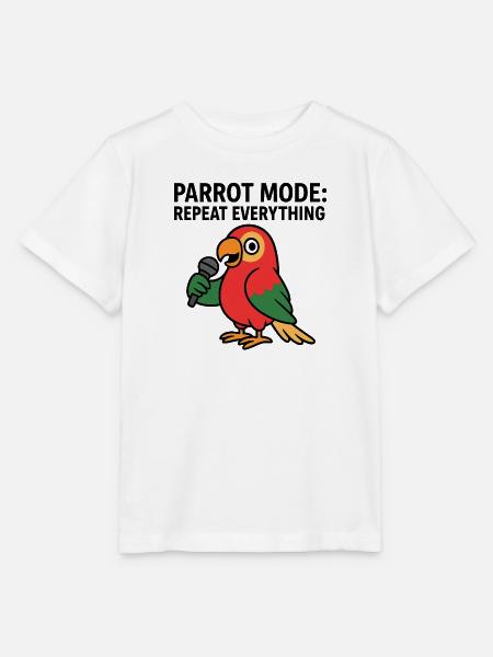 Lebendiger Papagei mit Mikrofon-Illustration - Stanley/Stella Kinder T-Shirt MINI CREATOR  - Weiß