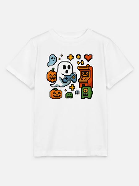 Pixel Ghost Gaming Retro Design - Stanley/Stella Kinder T-Shirt MINI CREATOR - Weiß