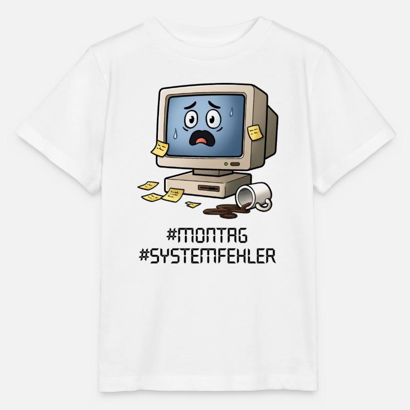 #Montag #Systemfehler – PC rétro, café et humour de bureau - T-shirt bio MINI CREATOR Stanley/Stella Enfant - blanc