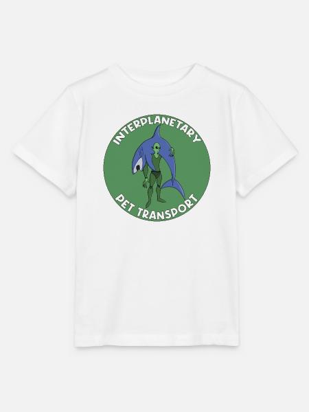 Interplanetarischer Tiertransport-Abzeichen Hai - Stanley/Stella Kinder T-Shirt MINI CREATOR - Weiß