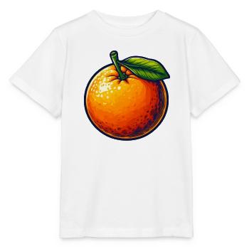 Mandarine mit Blatt - Stanley/Stella Kinder T-Shirt MINI CREATOR  - Weiß - Vorne - Maike (125cm)