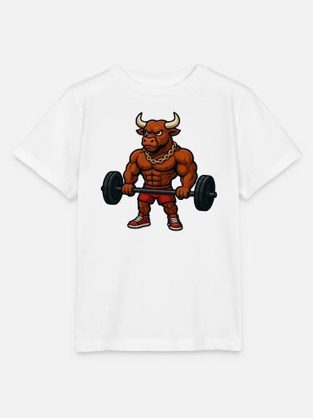 Starker Bulle mit Hantel - Stanley/Stella Kinder T-Shirt MINI CREATOR  - Weiß