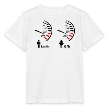 Tachometer km/h und Kostenmesser - Stanley/Stella Kinder T-Shirt MINI CREATOR  - Weiß - Vorne - Maike (125cm)