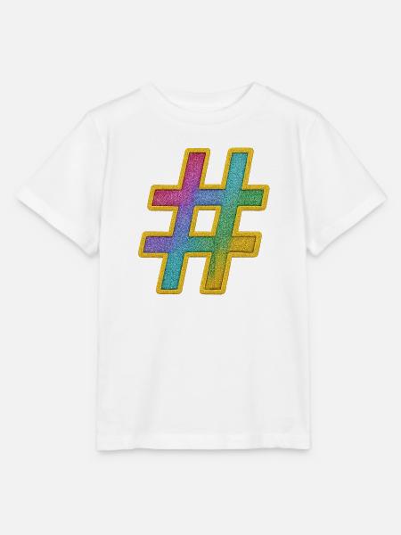 Bunter Glitzer Hashtag Dekor - Stanley/Stella Kinder T-Shirt MINI CREATOR  - Weiß