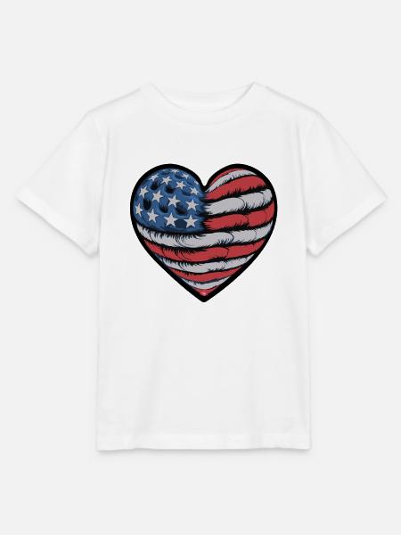 Patriotisches Herz mit US-Flaggen-Design - Stanley/Stella Kinder T-Shirt MINI CREATOR  - Weiß