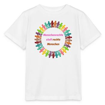 Human rights instead of right-wing people pink - Stanley/Stella MINI CREATOR Kids’ T-Shirt - white - Front - Maike (125cm)