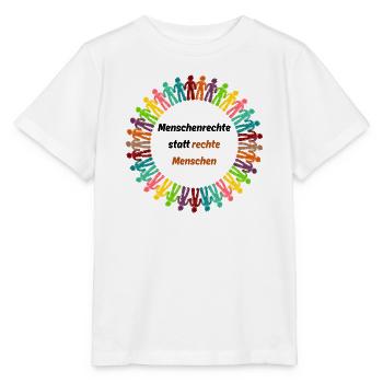 Human rights instead of right-wing people black - Stanley/Stella MINI CREATOR Kids’ T-Shirt - white - Front - Maike (125cm)