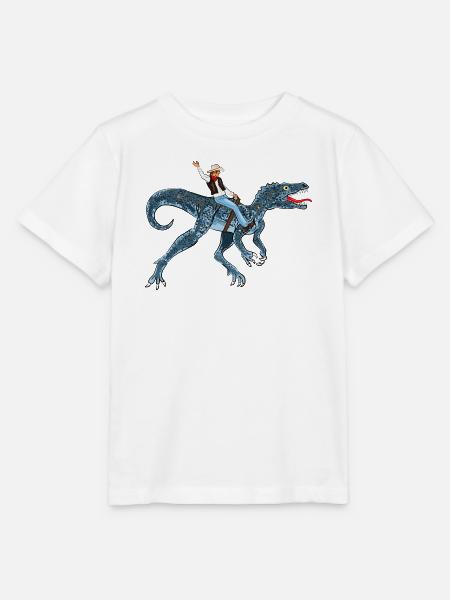 Abenteuerlicher Dinosaurier-Reiter - Stanley/Stella Kinder T-Shirt MINI CREATOR - Weiß